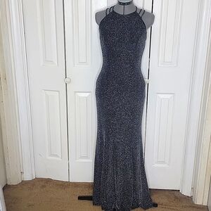 Tawny Sleeveless Dress Size Medium Black and Silver Metallic
